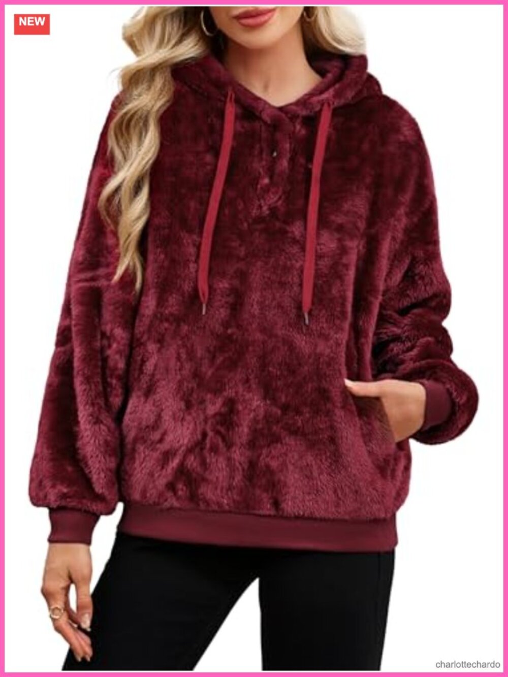Women's Sherpa Fleece Hoodie Pullover Fuzzy Shaggy Winter Sweatshirt with